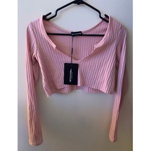 🔥NWT Pretty Little Thing Baby Pink Crop Top